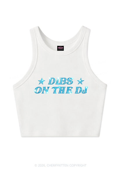 Rhinestone Dibs On The Dj Y2K Crop Tank Top Cherrykitten