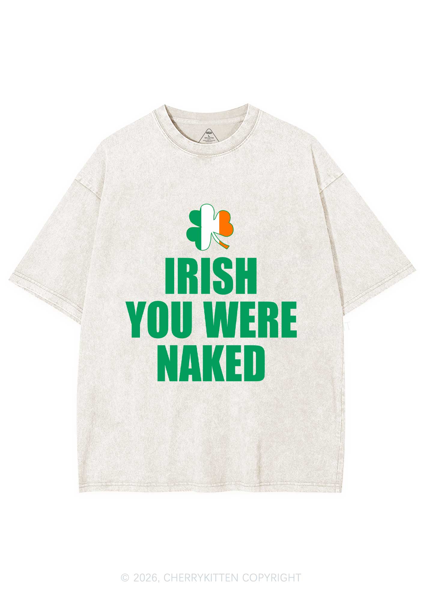 Irish You Were Naked St Patricks Y2K Shirts Washed Tee Cherrykitten