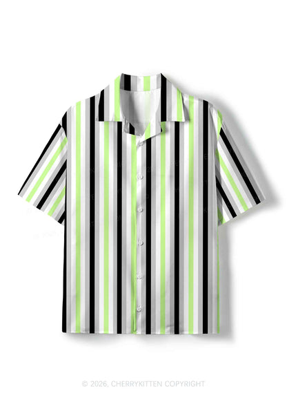 Agender Flag Pride Y2K Print Hawaiian Shirt Cherrykitten
