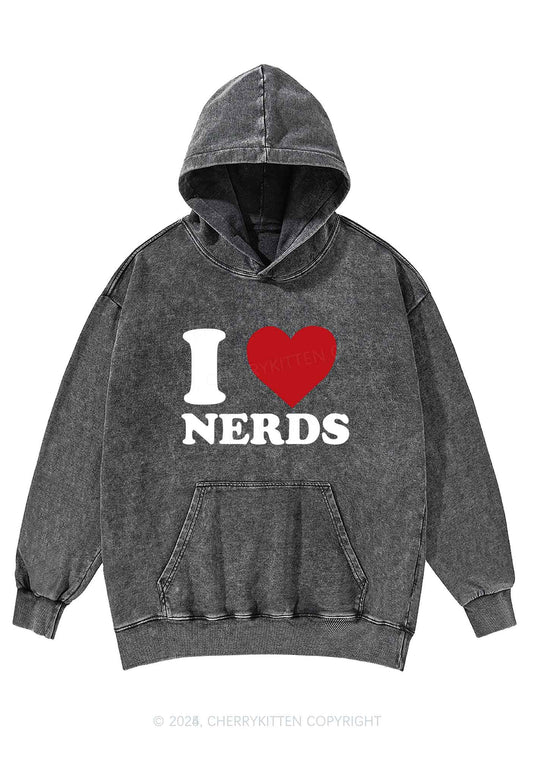 I Love Nerds Y2K Washed Hoodie Cherrykitten