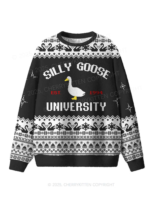 Silly Goose University Y2K Christmas Knit Sweatshirt Cherrykitten