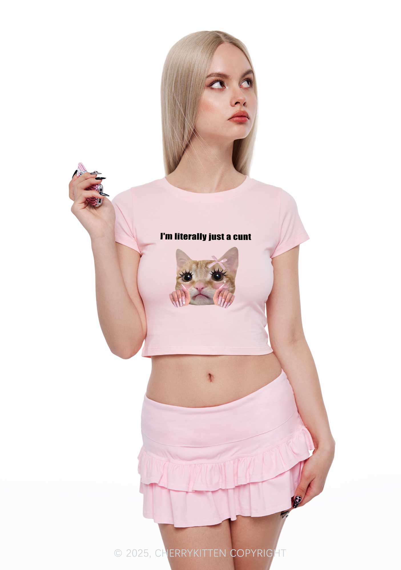Im Literally Cxxt Y2K Baby Tee Cherrykitten