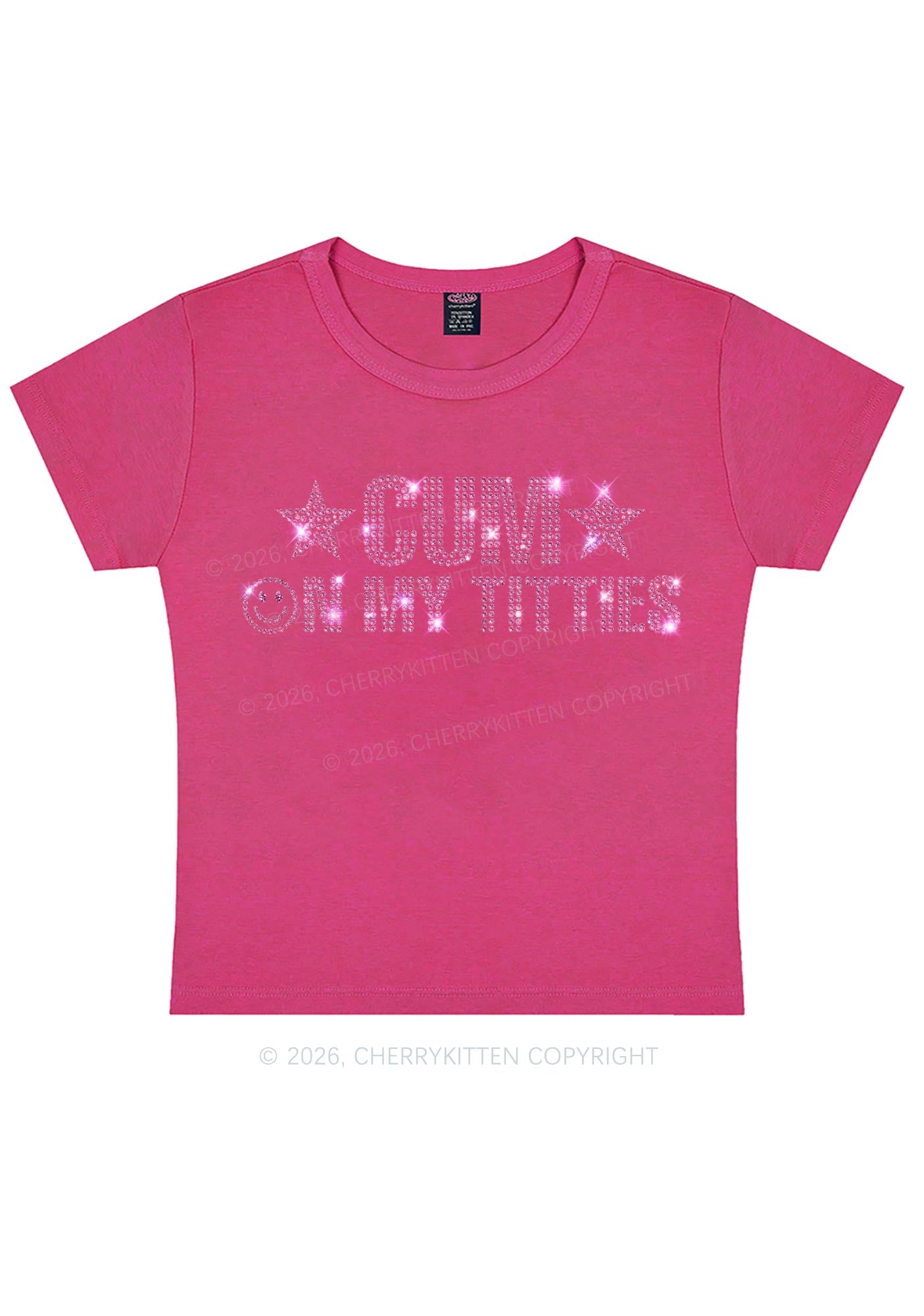 Rhinestone Cxm On My Txtties Y2K Baby Tee Cherrykitten