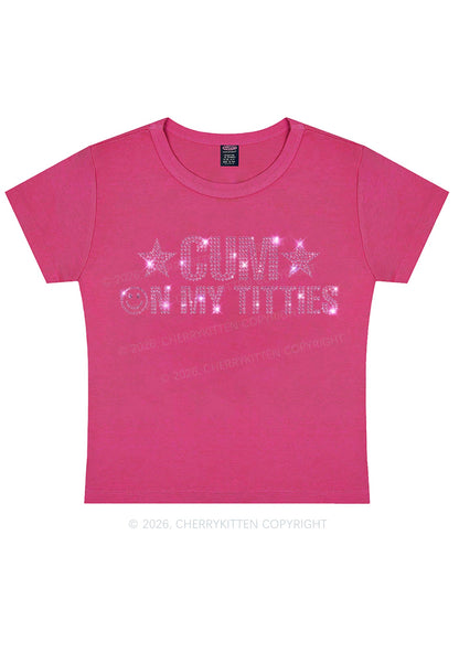 Rhinestone Cxm On My Txtties Y2K Baby Tee Cherrykitten