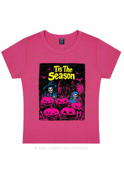 Halloween Tis The Season Skull Y2K Baby Tee Cherrykitten