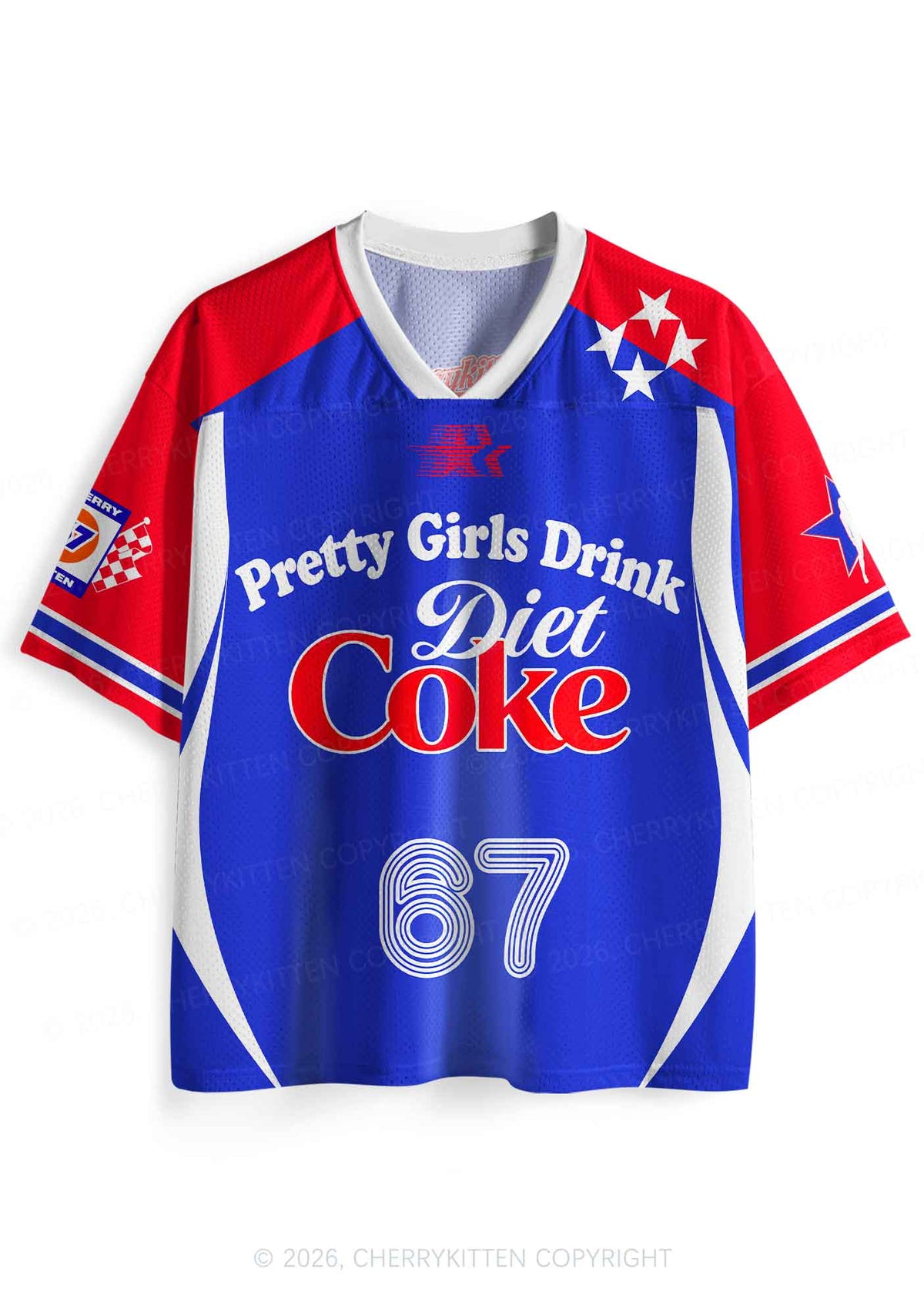 Blue Pretty Girls Drink Diet Cola Y2K Sport Jersey Shirts Cherrykitten