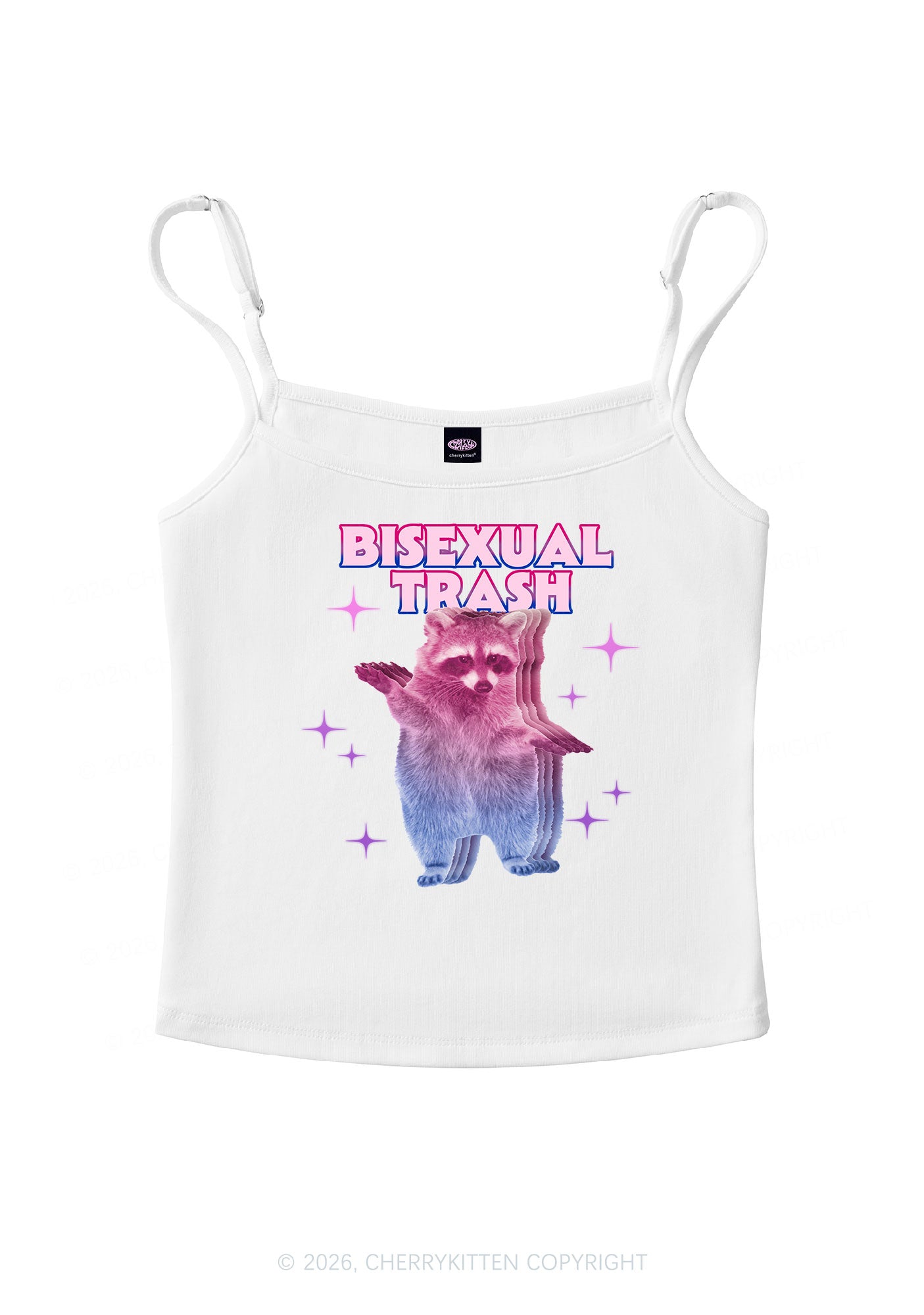 Bisexual Trash Raccoon Pride Y2K Spaghetti Strap Cami Cherrykitten