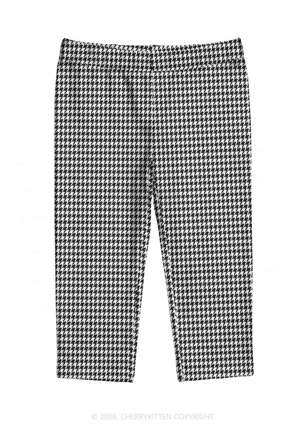Classic Black White Houndstooth Plaid Y2K Print Capri Pants Cherrykitten