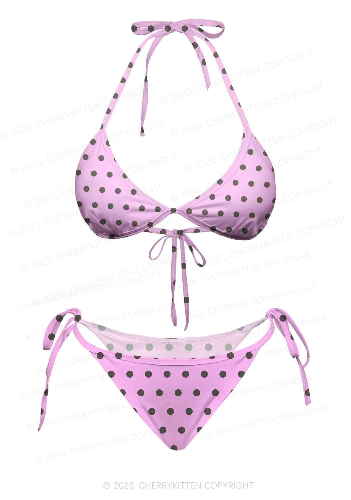 Dotty Pink Y2K Print Bikini Set Cherrykitten