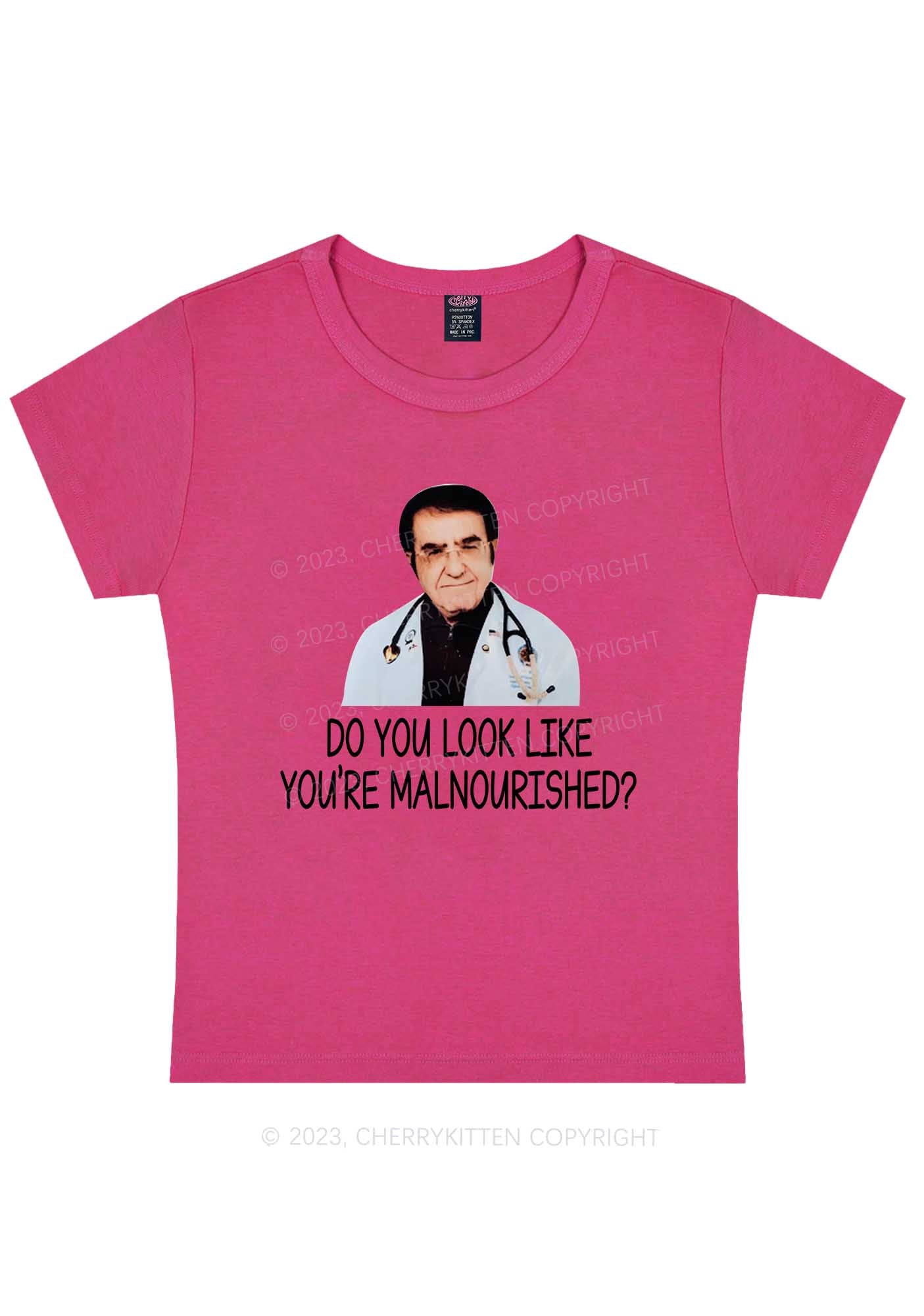 Curvy You're Malnourished Y2K Baby Tee Cherrykitten