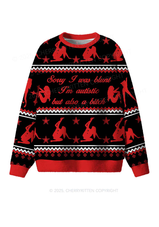 Sorry I Was Blunt Y2K Christmas Knit Sweatshirt Cherrykitten