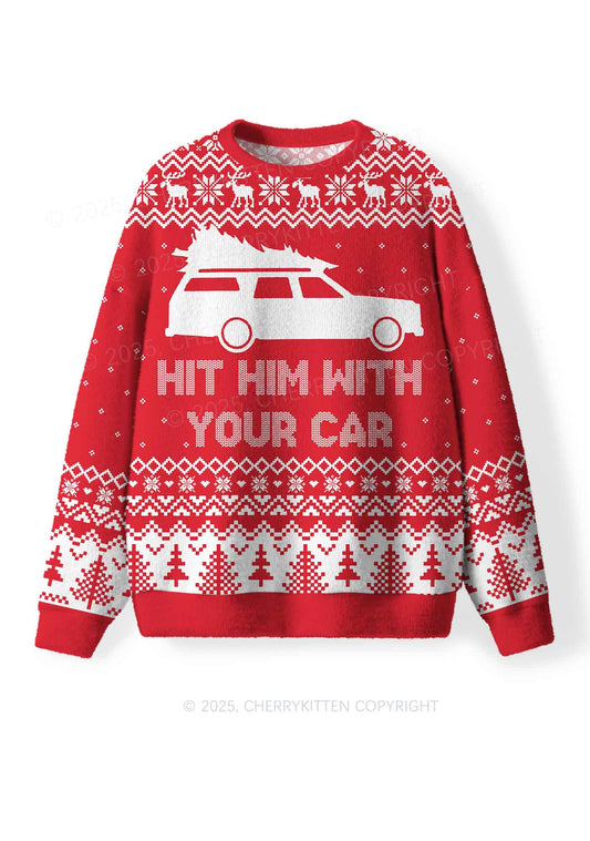 Hit Him Y2K Christmas Knit Sweatshirt Cherrykitten