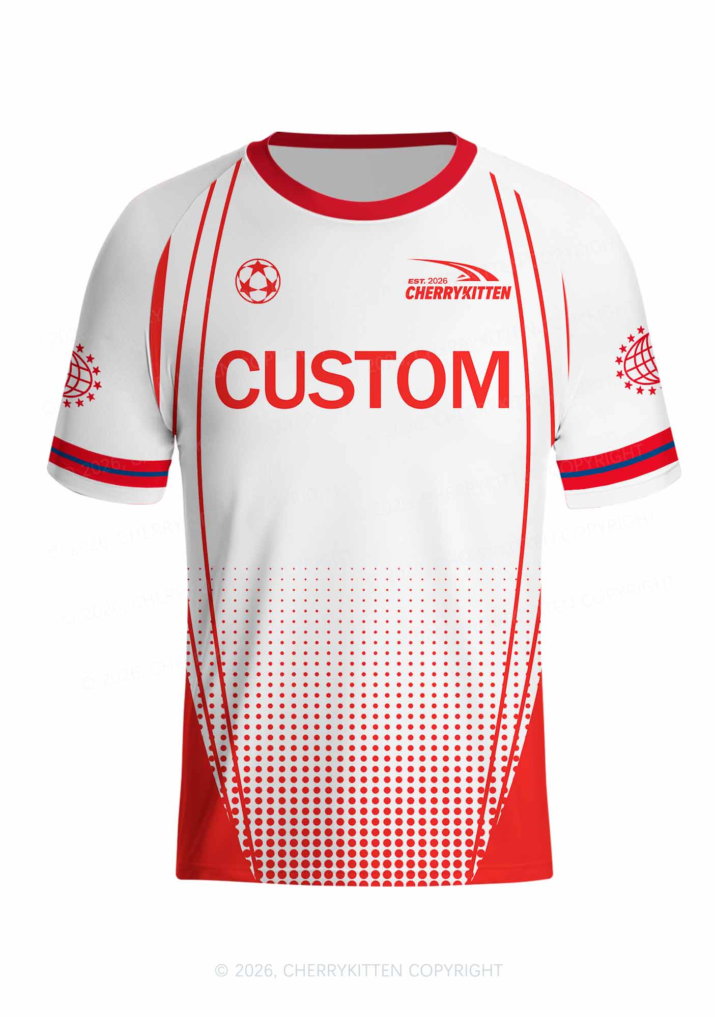Custom Red Gradient Dots Y2K Football Jersey Shirts Cherrykitten
