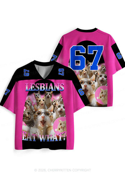 Lesbians Eat What Cat Pride Y2K Sport Jersey Shirts Cherrykitten