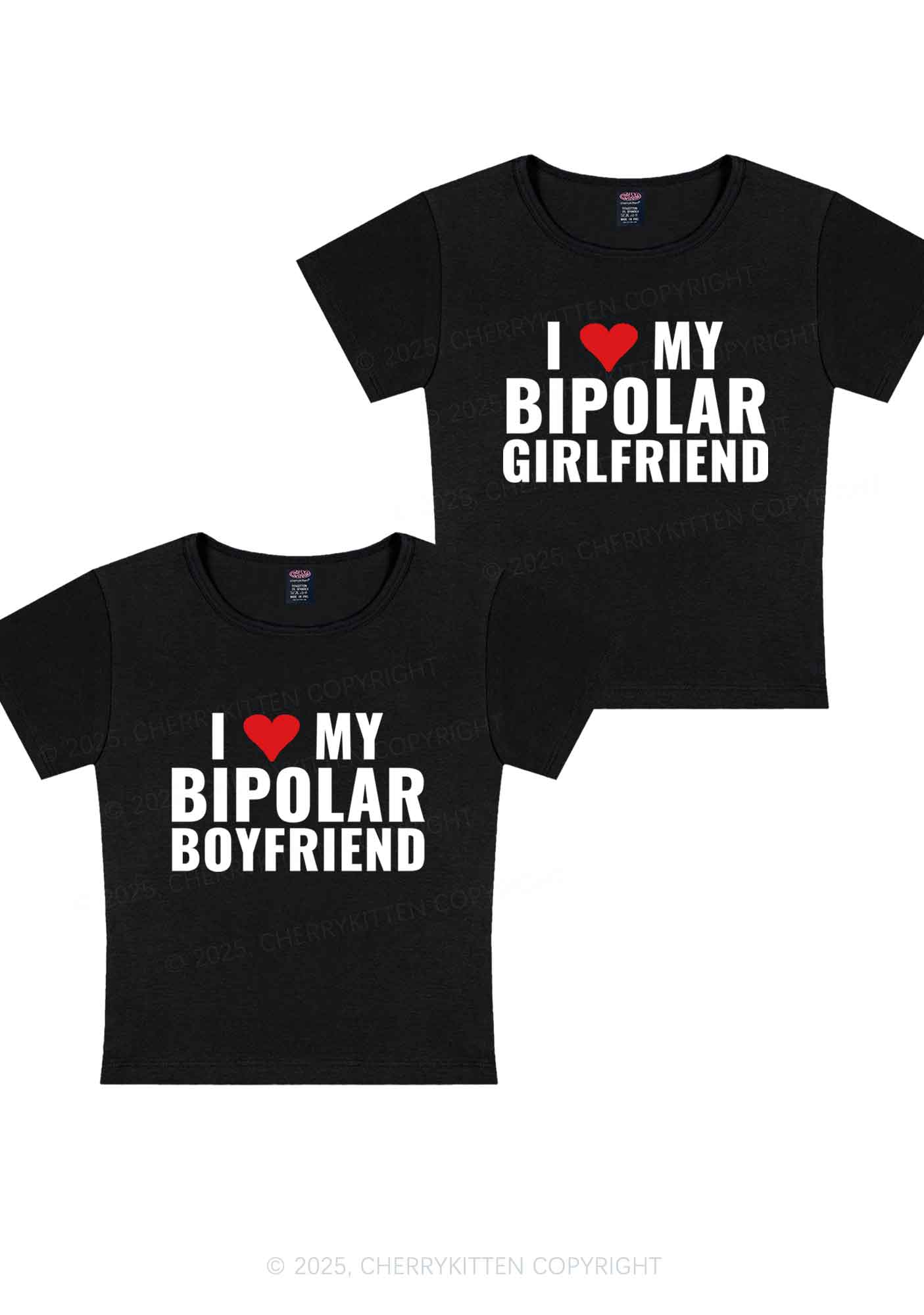 I Love My Bipolar GF BF Y2K Valentine's Day Baby Tee Cherrykitten