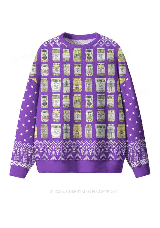 Canned Pickles Y2K Christmas Knit Sweatshirt Cherrykitten