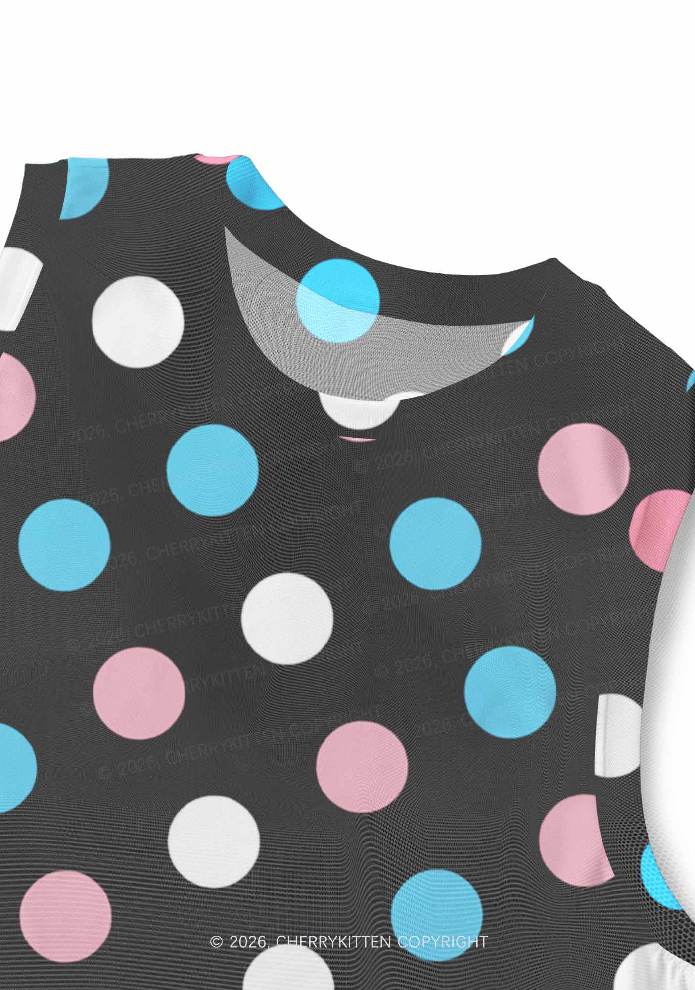 Trans Dots On Black Pride Y2K Mesh Muscle Tank Cherrykitten