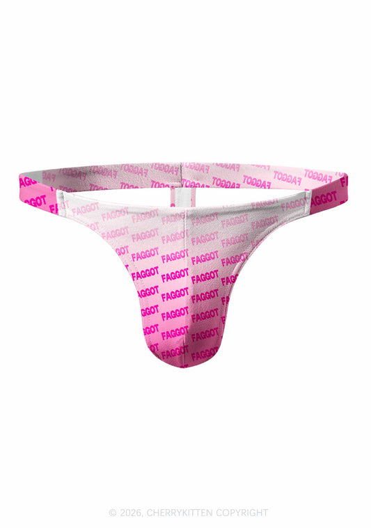 Faded Pink Faggot Pride Y2K Print Men Thong Cherrykitten