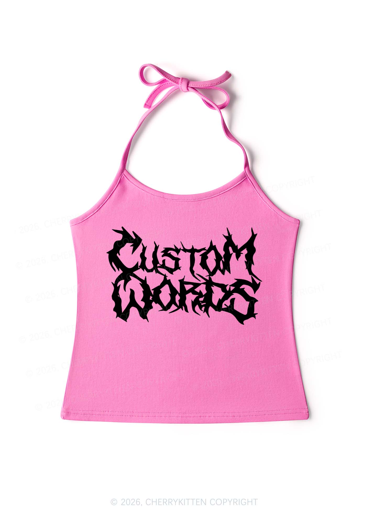 Custom Text Punk Font Y2K Halter Neck Cami Cherrykitten