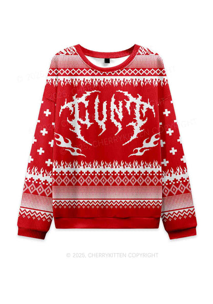 Punk Cxxt Y2K Knit Sweatshirt Cherrykitten
