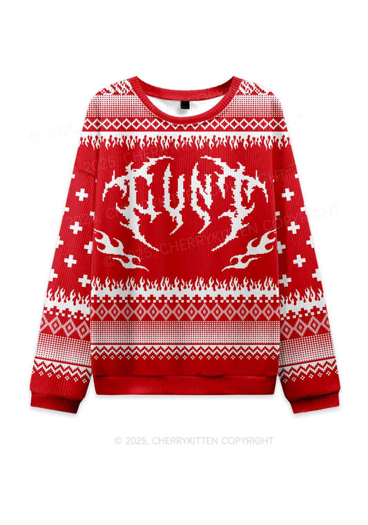 Punk Cxxt Y2K Knit Sweatshirt Cherrykitten