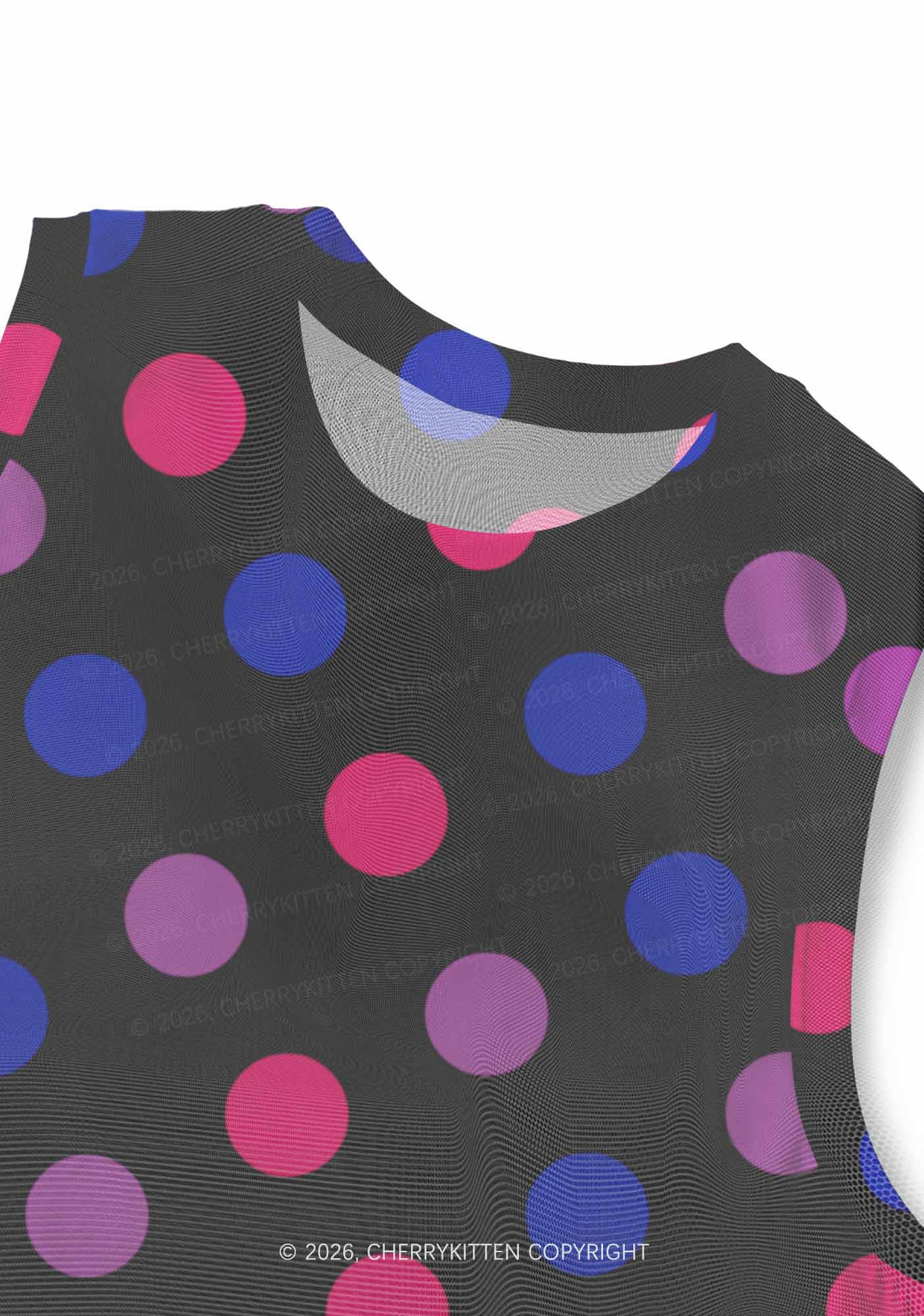 Bisexual Dots On Black Pride Y2K Mesh Muscle Tank Cherrykitten