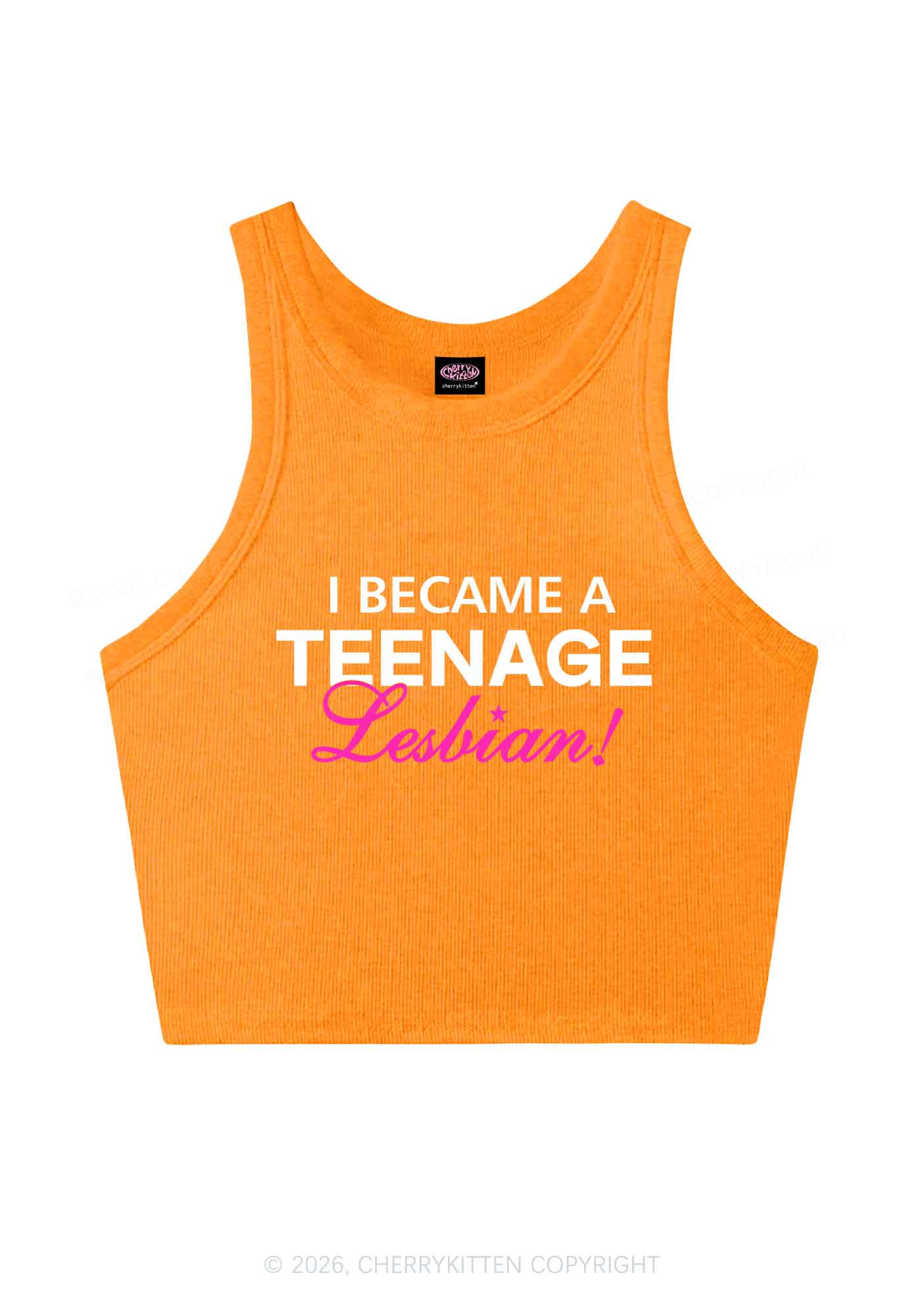 I Became A Teenage Lesbian Pride Y2K Crop Tank Top Cherrykitten