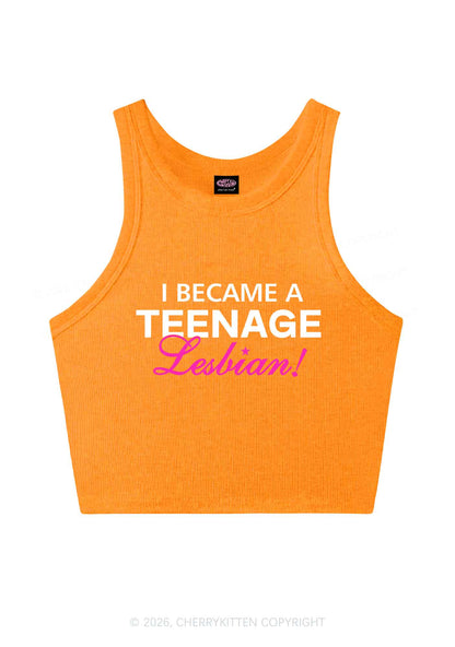 I Became A Teenage Lesbian Pride Y2K Crop Tank Top Cherrykitten