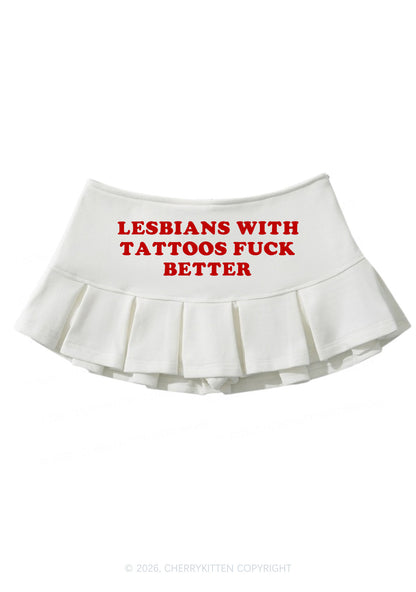 Lesbians With Tattoos Pride Y2K Mini Pleated Skirts Cherrykitten