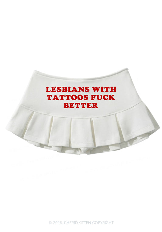 Lesbians With Tattoos Pride Y2K Mini Pleated Skirts Cherrykitten