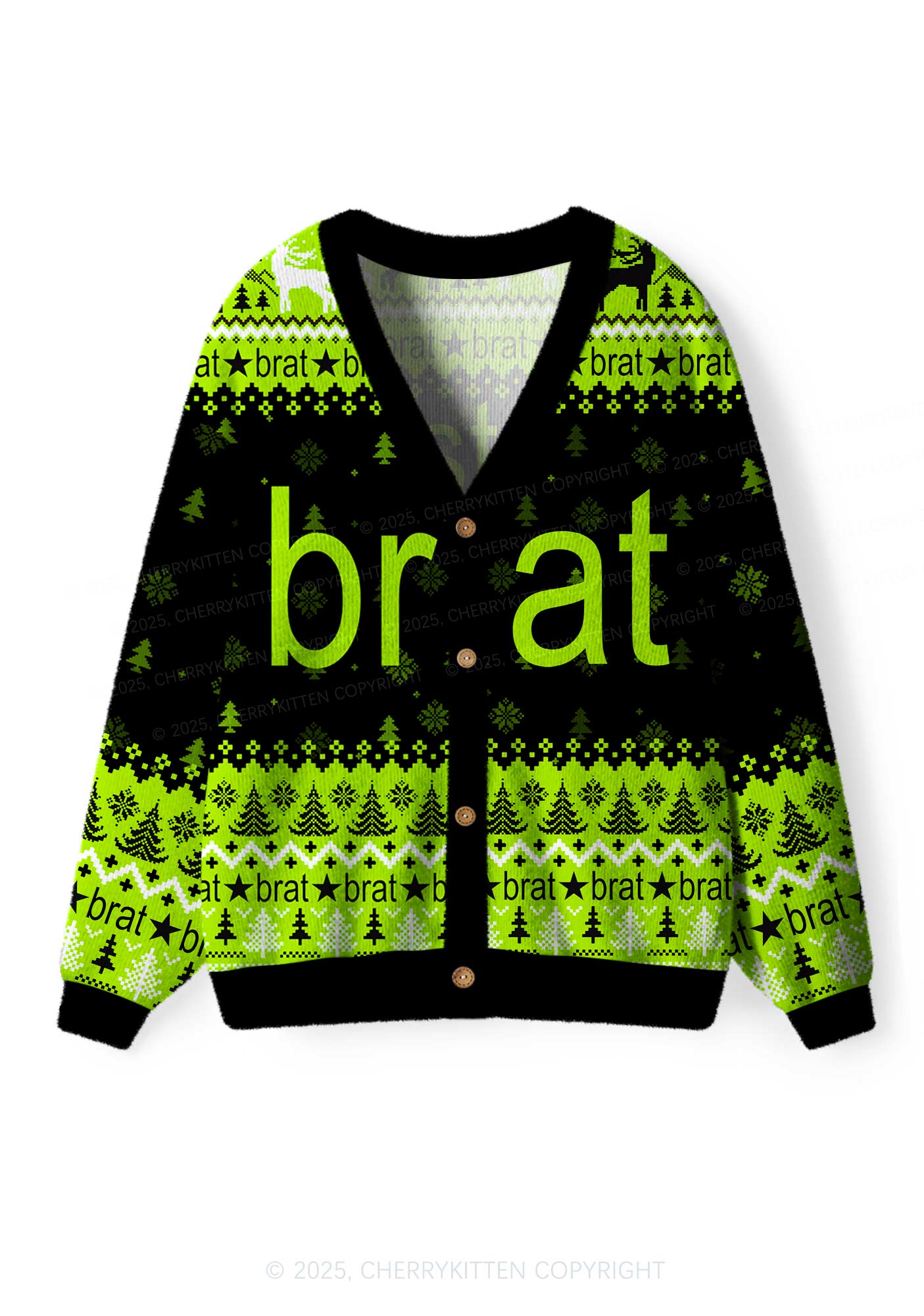 Christmas Is Brat Y2K Christmas Cardigan Knit Sweatshirt Cherrykitten