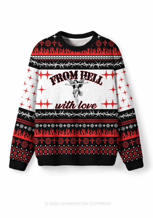 From Hell With Love Y2K Christmas Knit Sweatshirt Cherrykitten