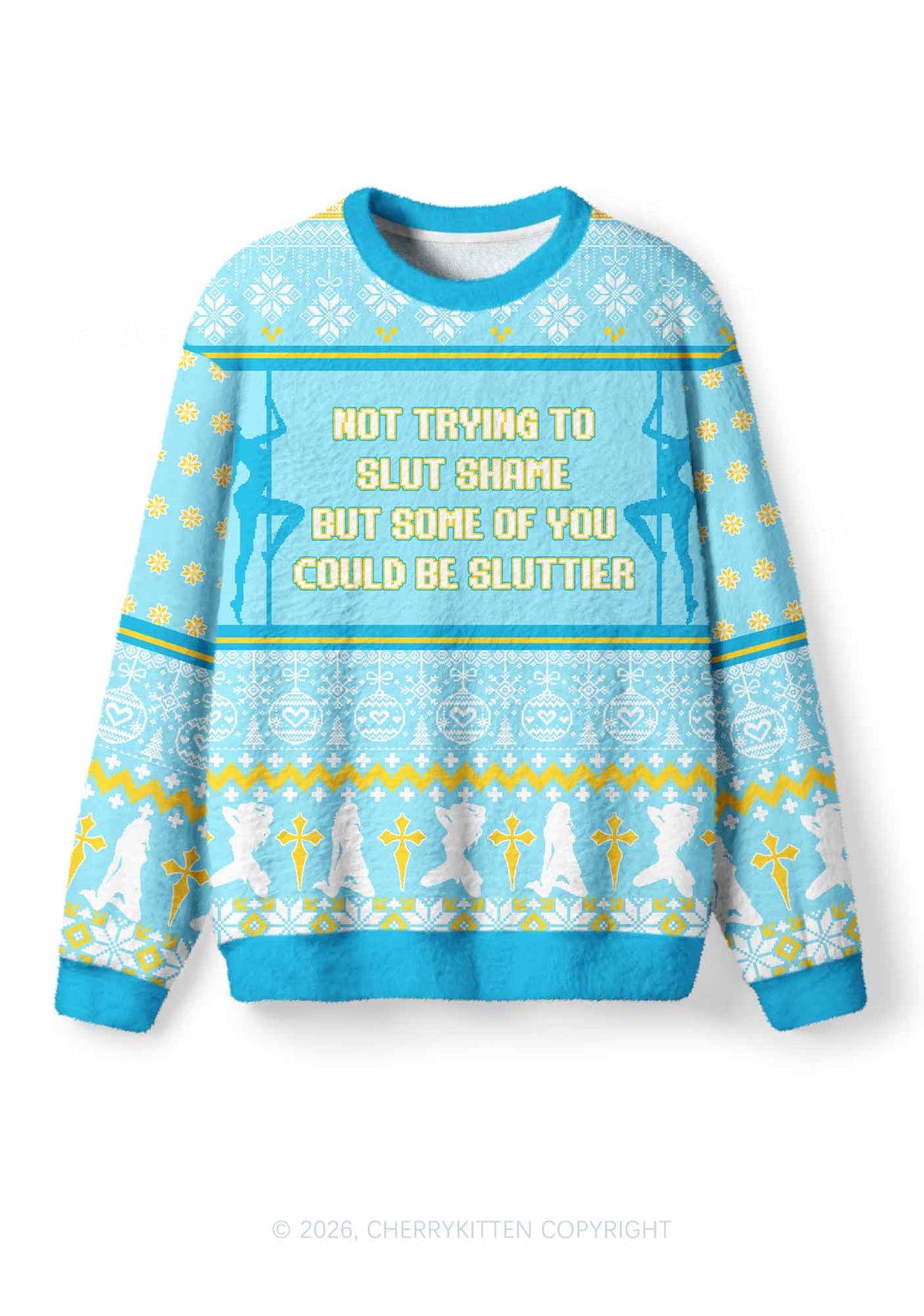 Not Trying To Slxt Shame Y2K Christmas Knit Sweatshirt Cherrykitten