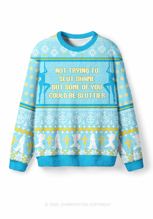 Not Trying To Slxt Shame Y2K Christmas Knit Sweatshirt Cherrykitten