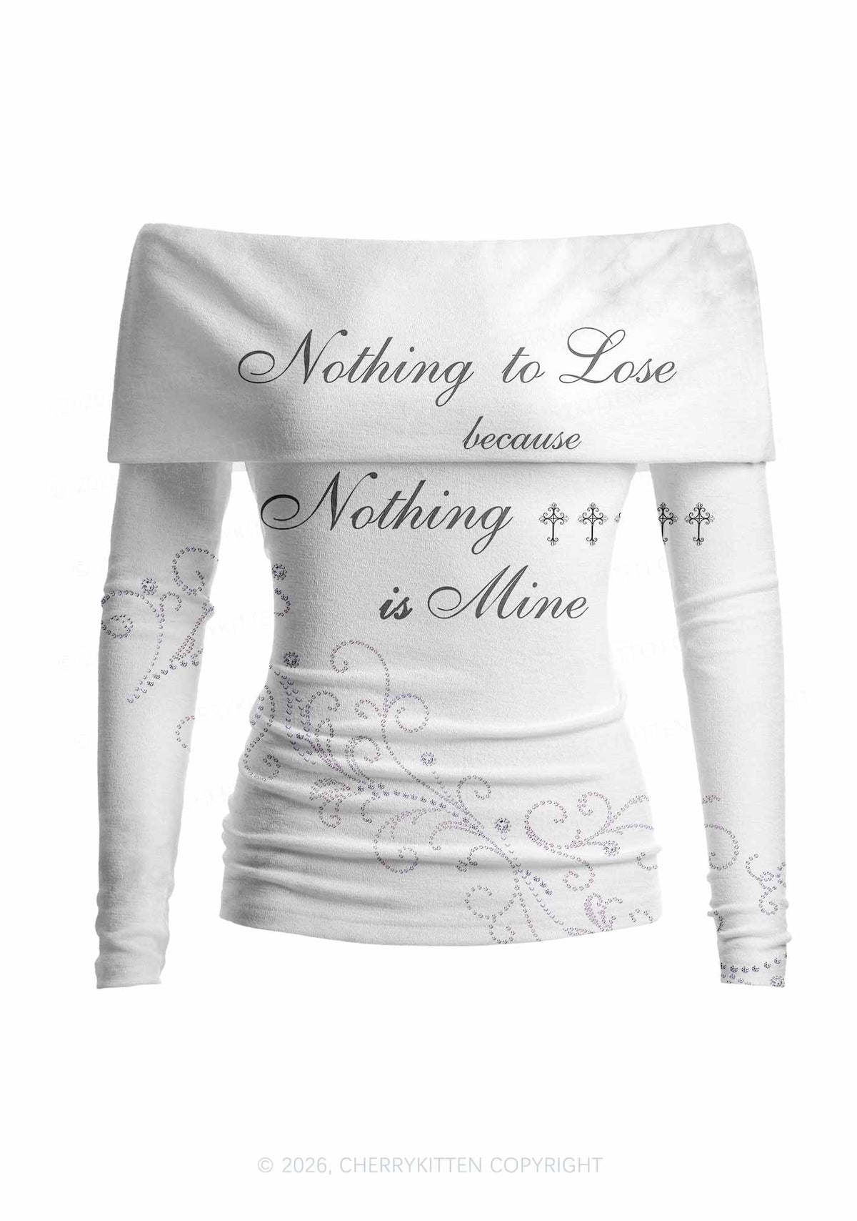 Nothing To Love Y2K Off Shoulder Fold Over Knit Top Cherrykitten