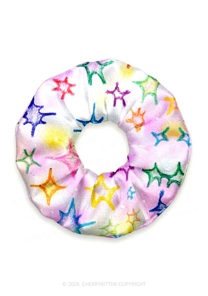 Rainbow Star Y2K Hair Scrunchie Cherrykitten