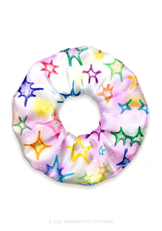 Rainbow Star Y2K Hair Scrunchie Cherrykitten
