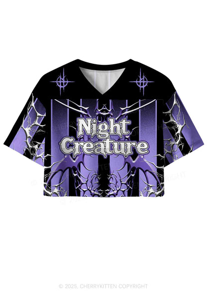 Custom Halloween Night Creature Y2K Crop Sport Jersey Shirts Cherrykitten