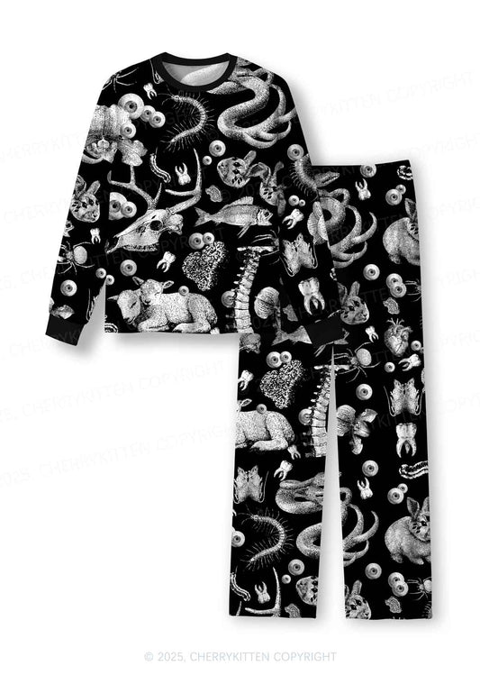 Halloween Eye You Forever Y2K Print Long Sleeve Pajama Set Cherrykitten