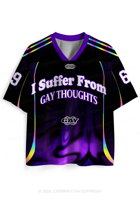 Purple Suffer From Gay Thoughts Pride Y2K Sport Jersey Shirts Cherrykitten