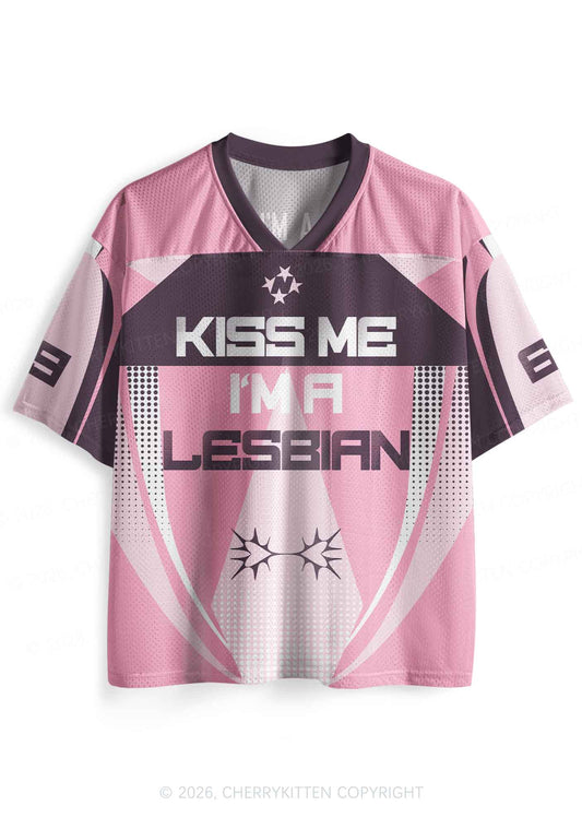 Kiss Me Im Lesbian Pride Y2K Sport Jersey Shirts Cherrykitten