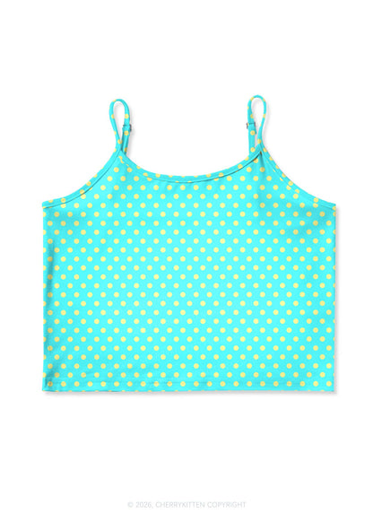 Yellow Dots On Green Y2K Print Cami Crop Top Cherrykitten