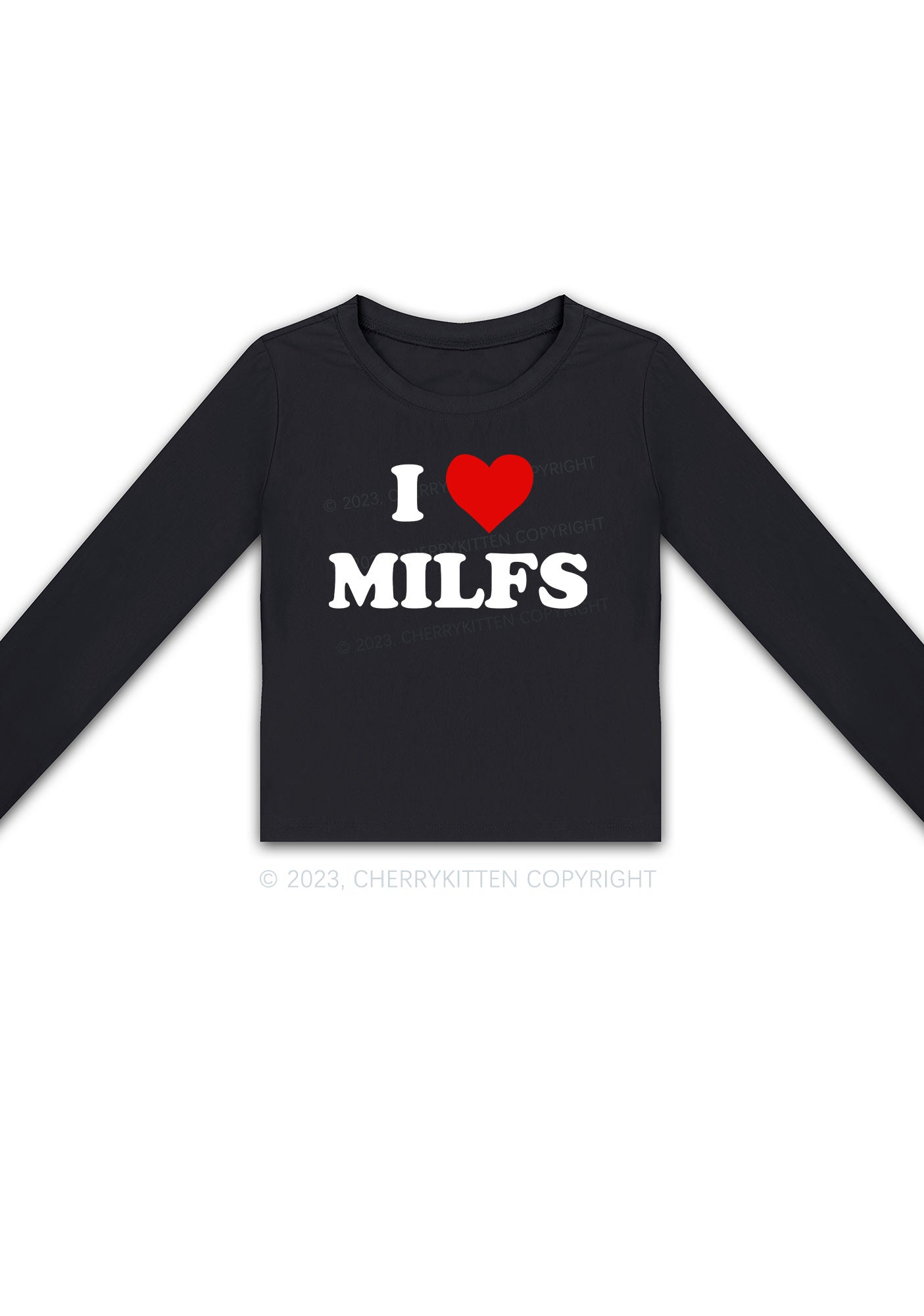 I Love Mxxfs Long Sleeve Crop Top Cherrykitten