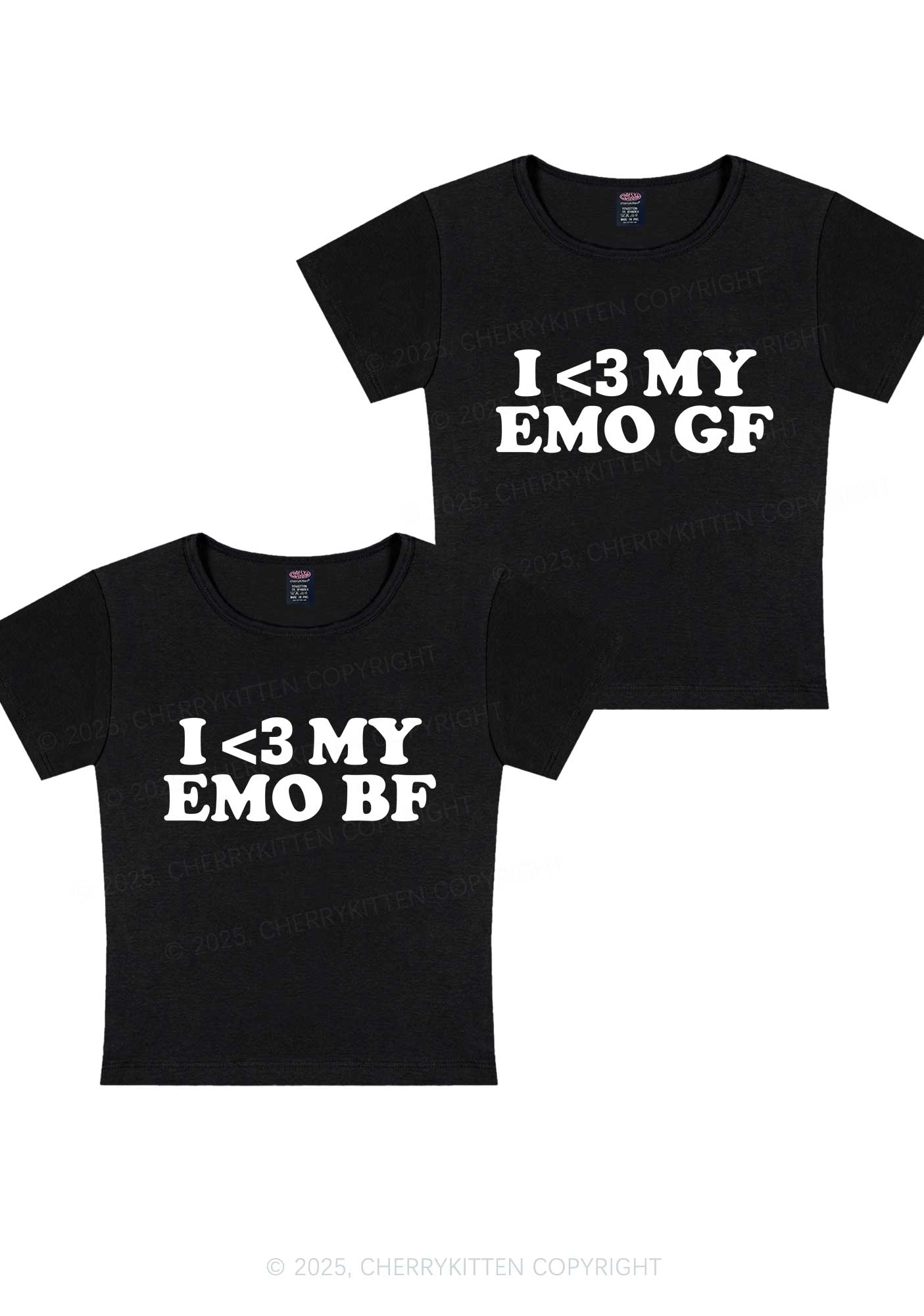 I Love My Emo BF GF Y2K Valentine's Day Baby Tee Cherrykitten