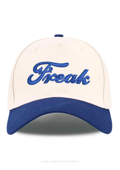 Embroidered Freak Y2K Color Block Baseball Cap Cherrykitten