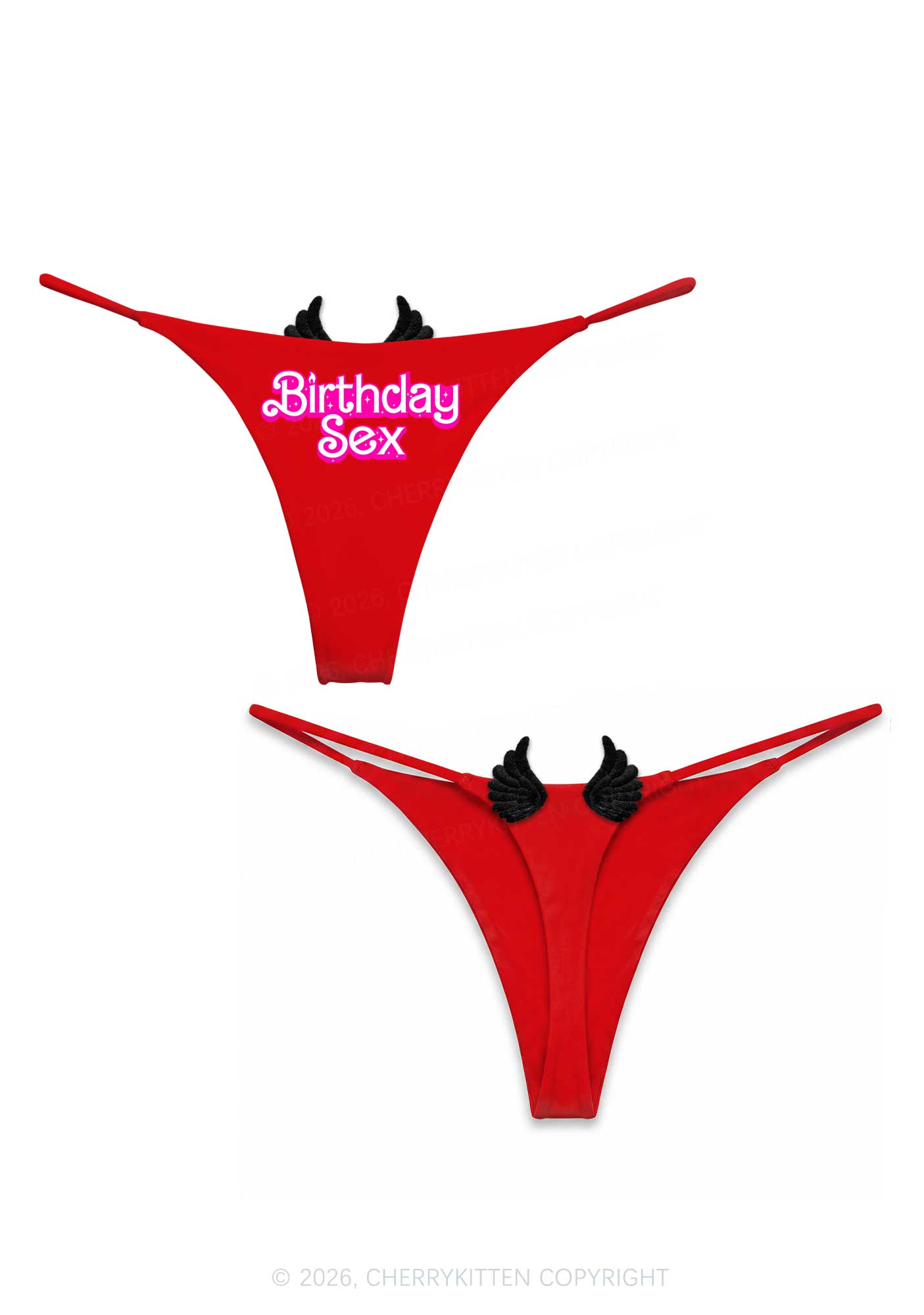 Birthday Sx Y2K Bikini String Thong With Black Wings Cherrykitten