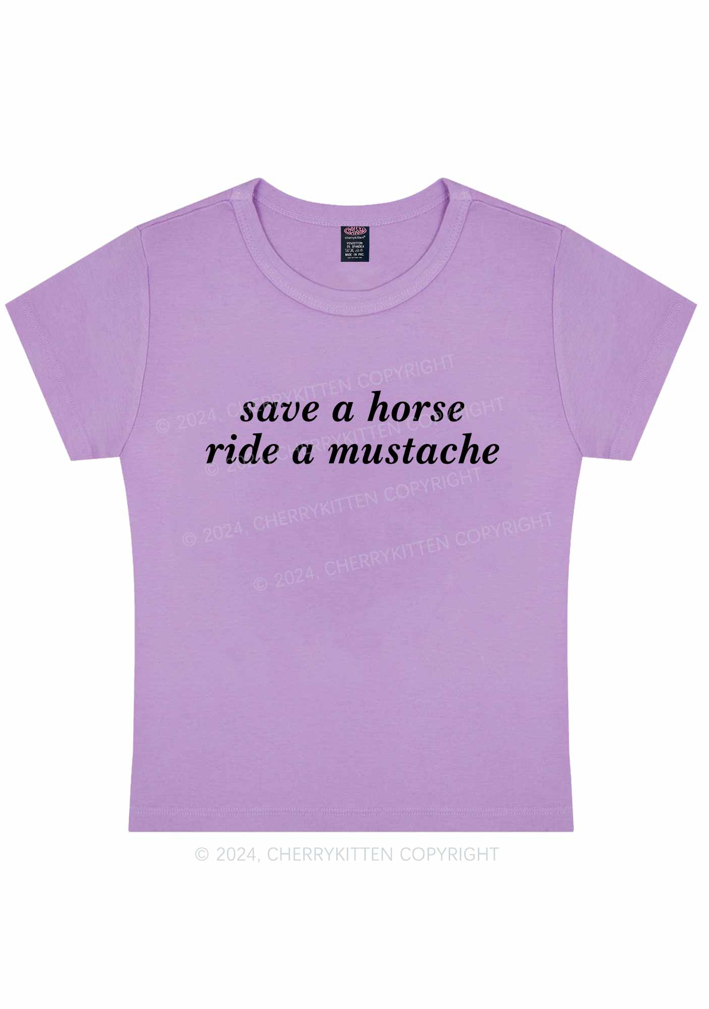 Ride A Mustache Y2K Baby Tee Cherrykitten