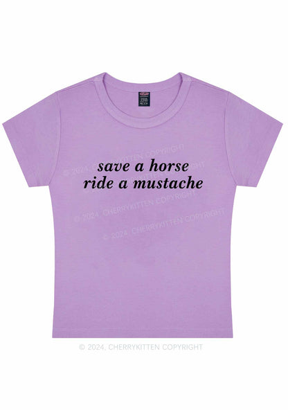 Ride A Mustache Y2K Baby Tee Cherrykitten
