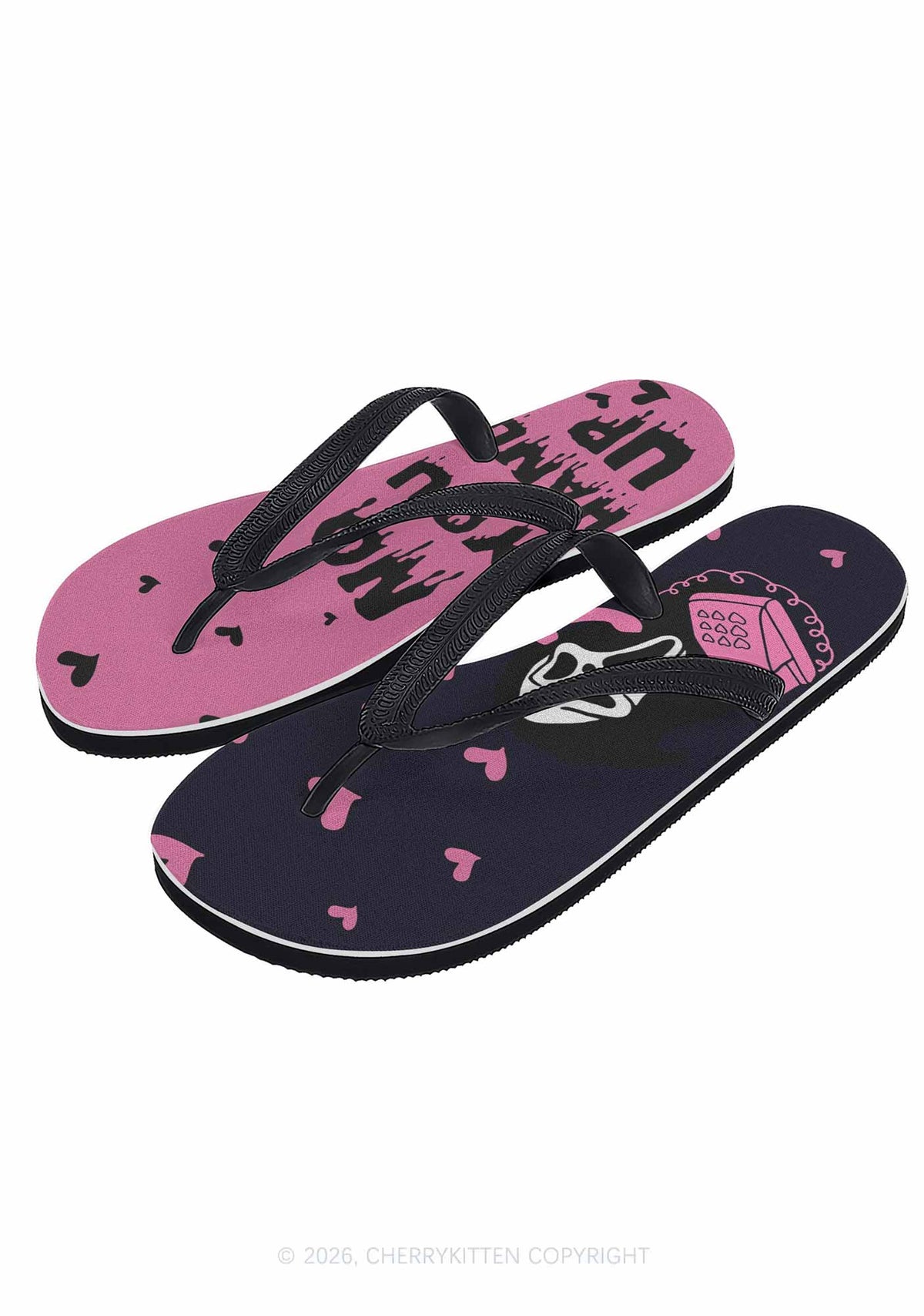 Halloween No You Hang Up Y2K Print Flip Flops Cherrykitten