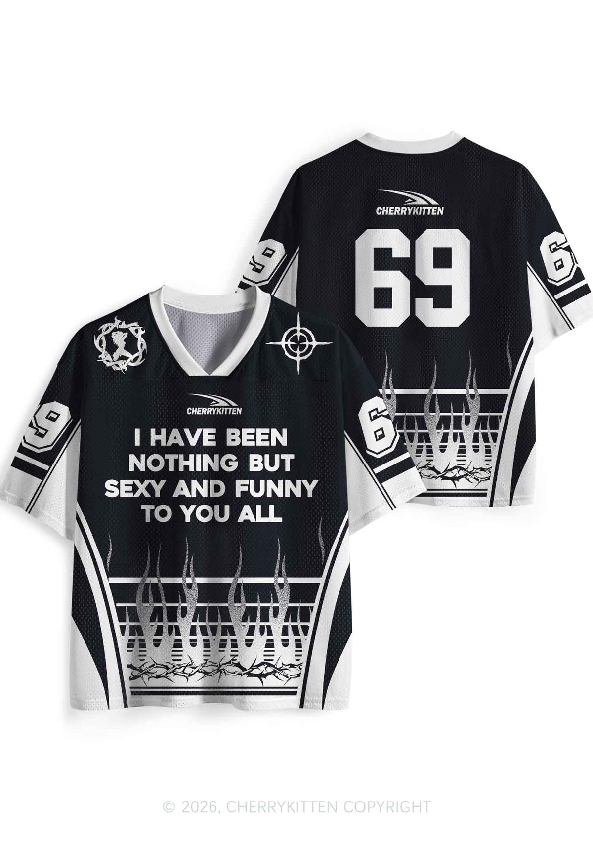 Black I Have Been Funny Y2K Sport Jersey Shirts Cherrykitten